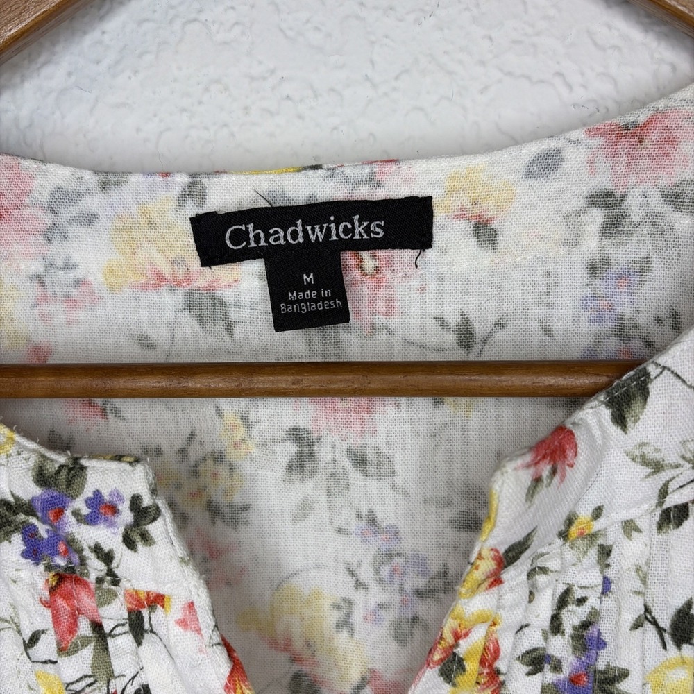 Vintage Chadwick's Linen Blend Floral Old Money Vacay Resort Dress Size Med - Picture 2 of 7